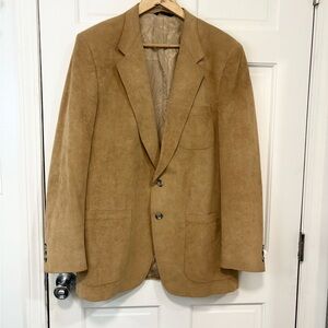 Vintage Elkridge Suede‎ Sport Coat Blazer Jacket Tan 2 Button Men’s 44R Sz L EUC